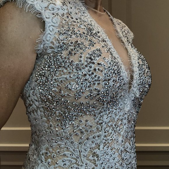 Luxury Jovani Silver Dress Long - Picture 3 of 16